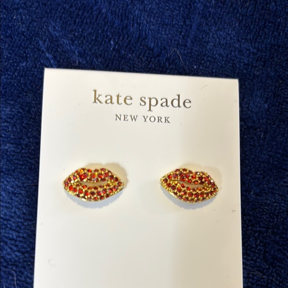 Kate Spade Gold and Red Lip Earrings “Hit the Town” - Picture 2 of 8